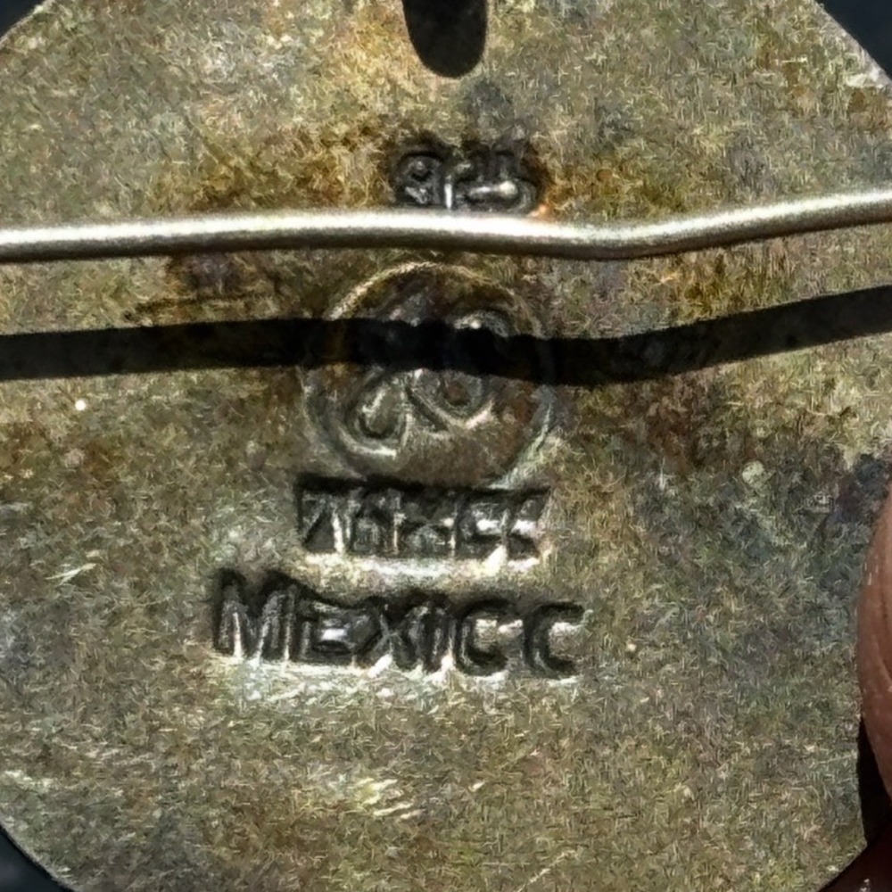Sterling Silver 925 Signed JS Taxco Mexico Aztec Calendar Pin brooch Pendant - Picture 5 of 5